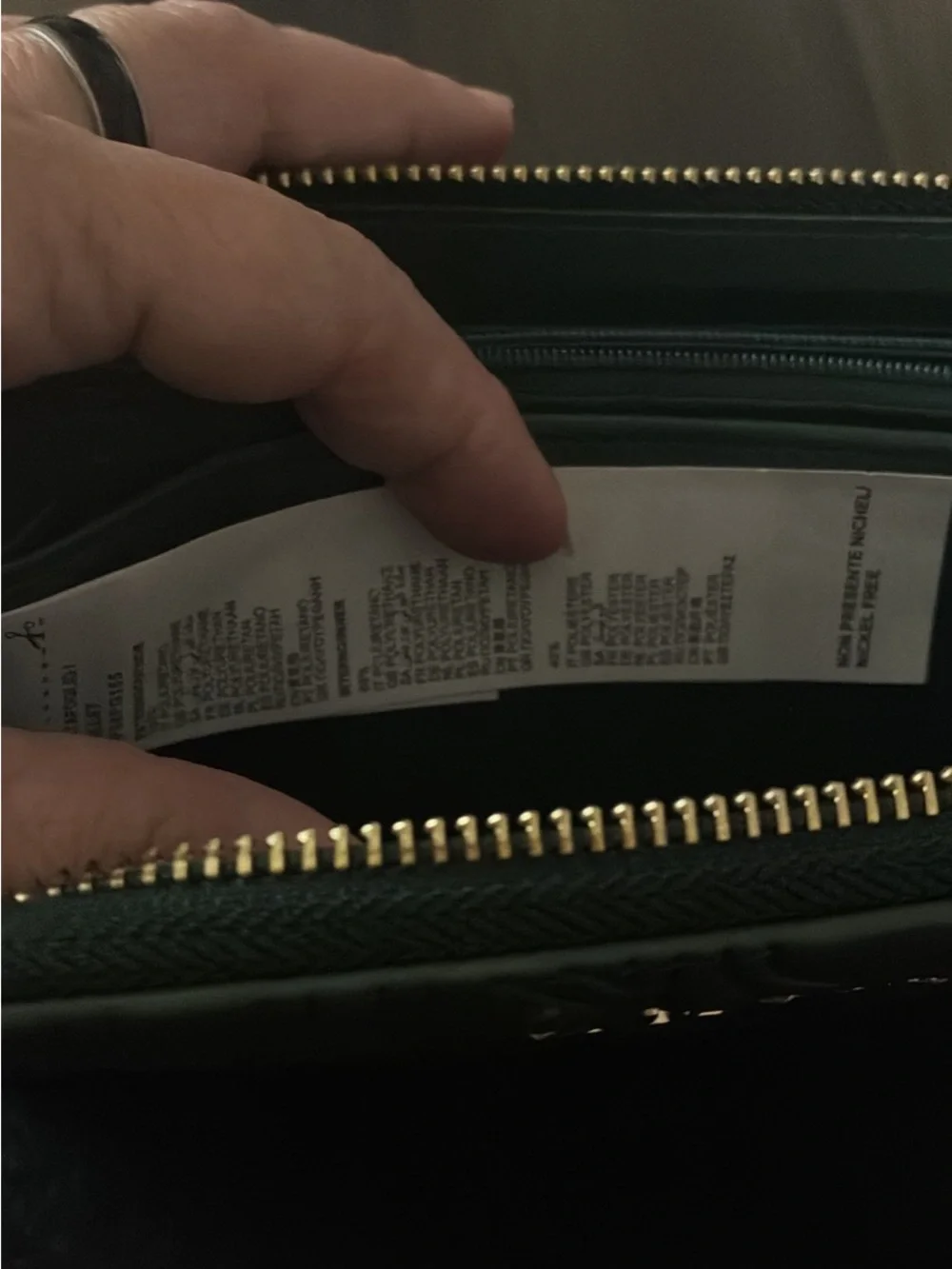 Mario Valentino Dark Green Embossed Zip-Around Wallet with Gold Logo